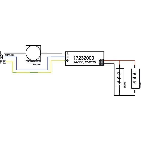 Brumberg 17232000 LED-Netzgerät 12-120 W, 24 V DC, IP20, dimmbar Phasenabschnitt