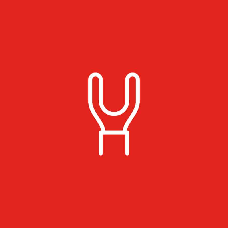 Icon einer Zange auf rotem Hintergrund