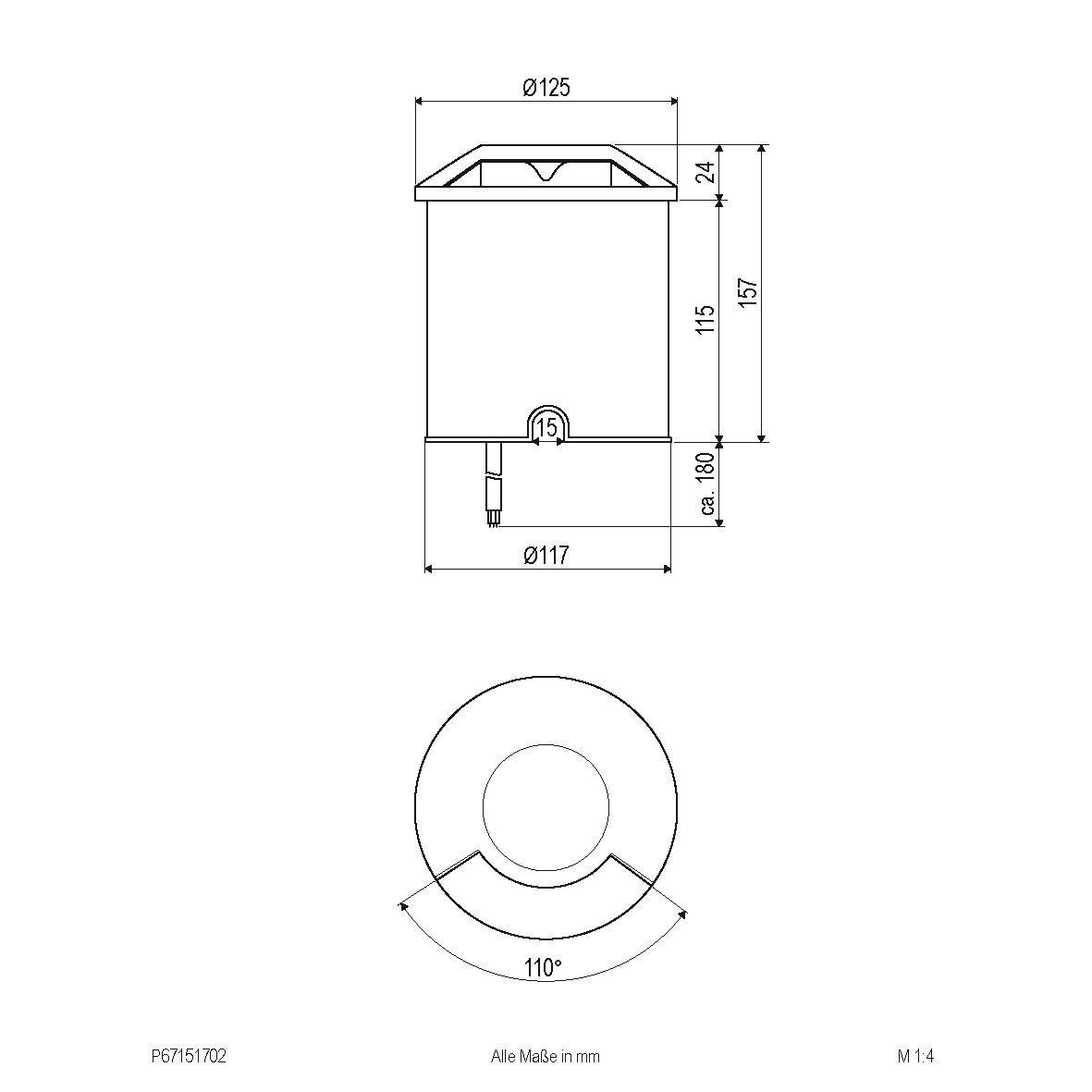 EVN P67151702 LED Bodeneinbauleuchte rund, 125mm, 3000K