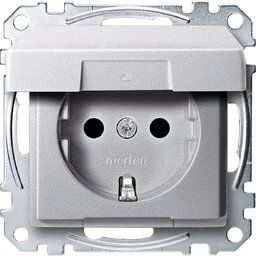 Merten MEG2310-0460 Schutzkontakt-Steckdose mit Klappdeckel, Berührungsschutz, Steckklemmen, System M, aluminium