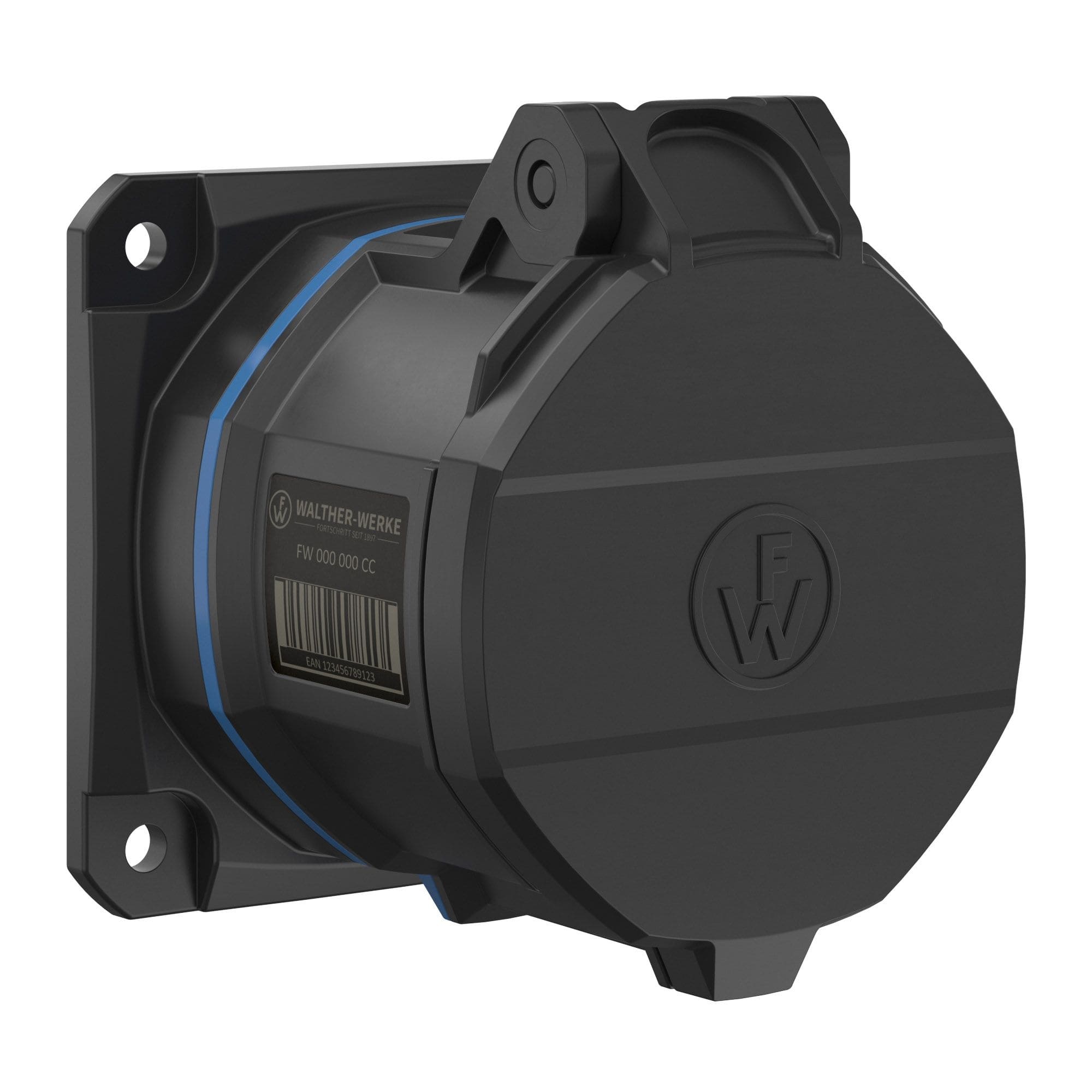 Walther Werke FW431509SK CEE NEO Anbaudose gerade 32A 5P 9h IP54 mit Schraubtechnik und 86x86mm Flansch