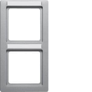 Berker 10126014 Rahmen 2-fach mit Beschriftungsfeld senkrecht, Q.1, aluminium samt