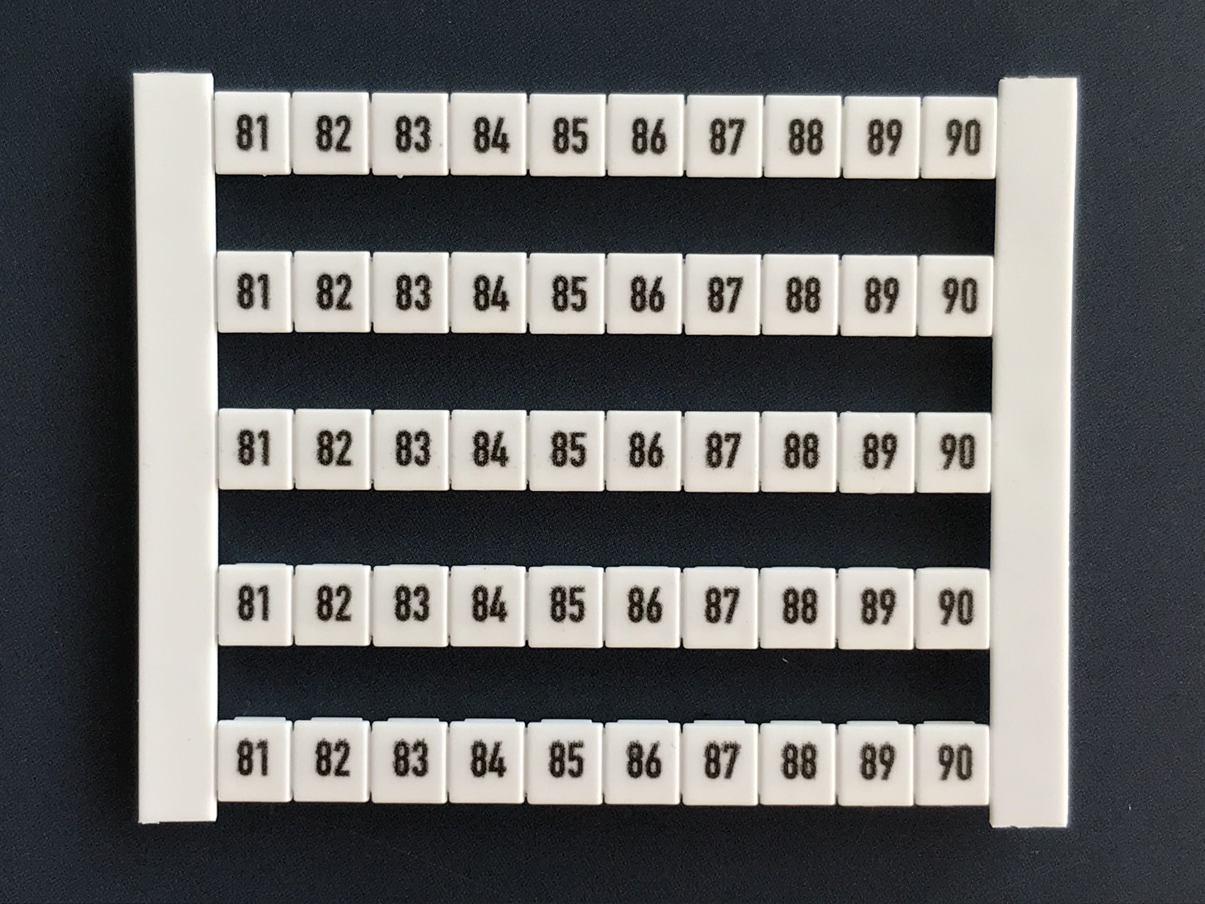 Weidmüller DEK5 FWZ 81-90 Klemmenmarkierung 5x5mm, Zeile Zahlen 81-90
