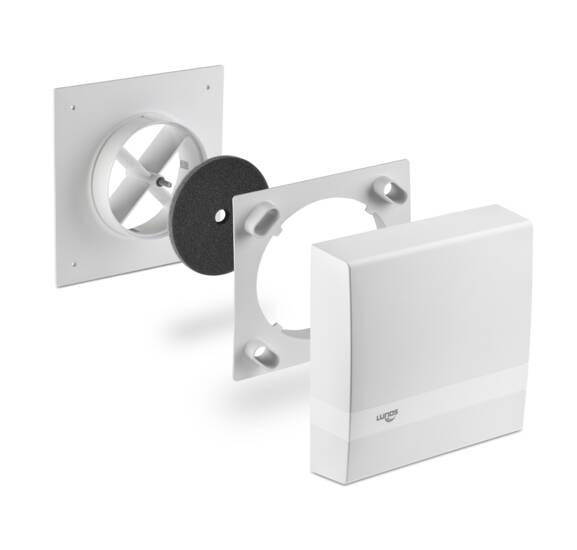 Lunos 039947 Innenblende 9/IBS mit Schallschutz, 250x250x78mm, geeignet für Rundkanal Ø 160 mm, inkl. G2, weiß