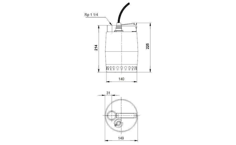 Grundfos 012H1300 Tauchpumpe / Entwässerungspumpe Unilift KP 250 M 1, 3,11 l/s, 7,5 m