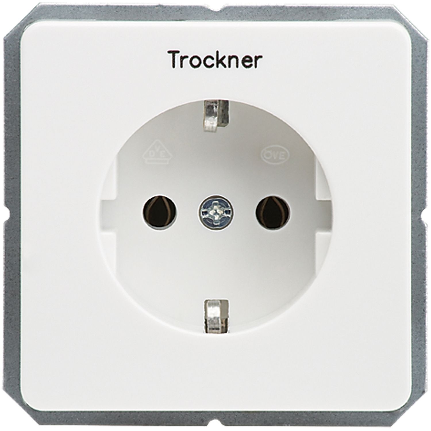 Elso 205134 Schutzkontakt-Steckdose mit Aufdruck "Trockner", 16 A, 250 V, Steckklemme, hochkratzfest, Fashion, reinweiß glänzend