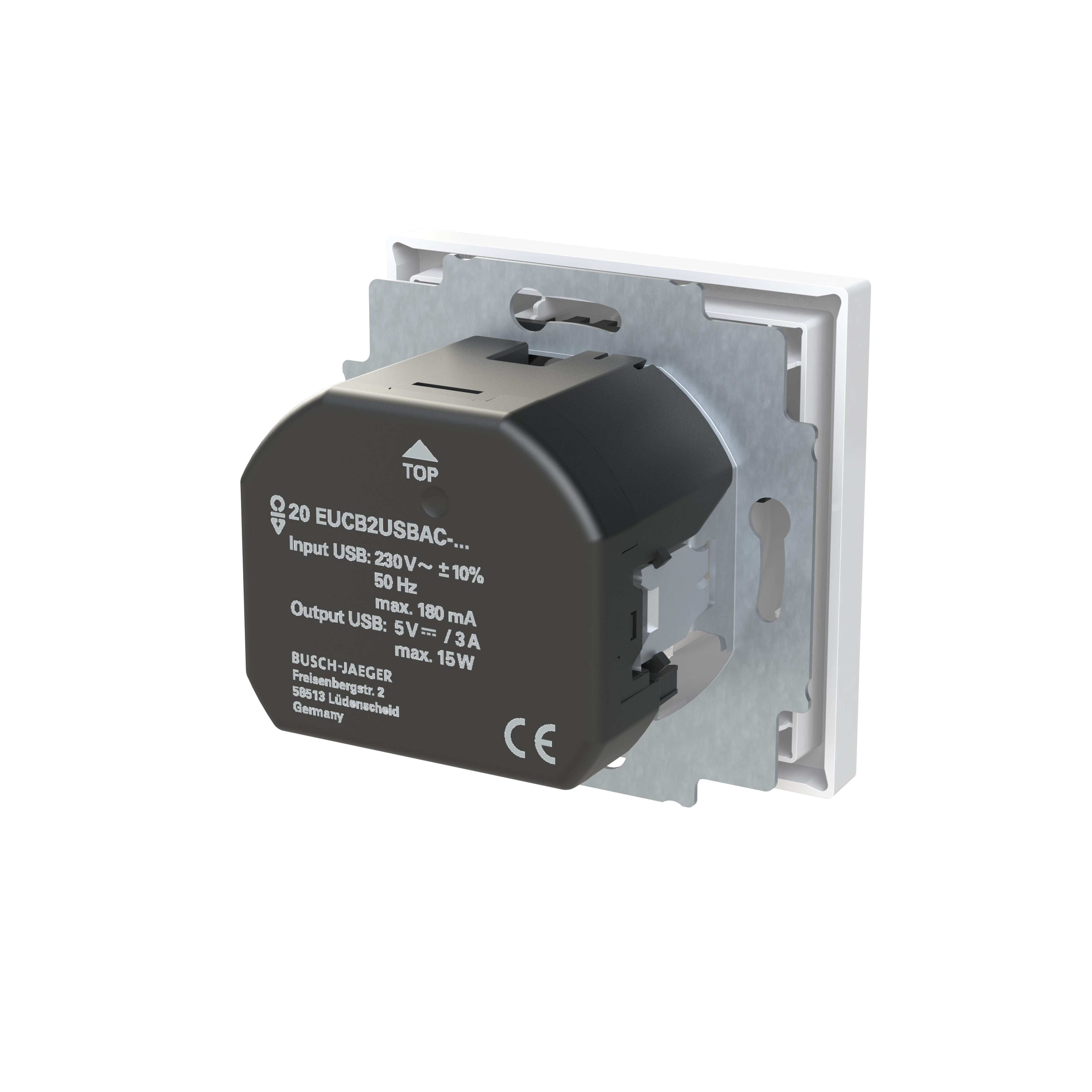 Busch-Jaeger 20 EUCB2USBAC-44G Schutzkontakt-/USB-A+C Steckdose Safety+, mit Befestigungskrallen, studioweiß glänzend, Busch-art linear