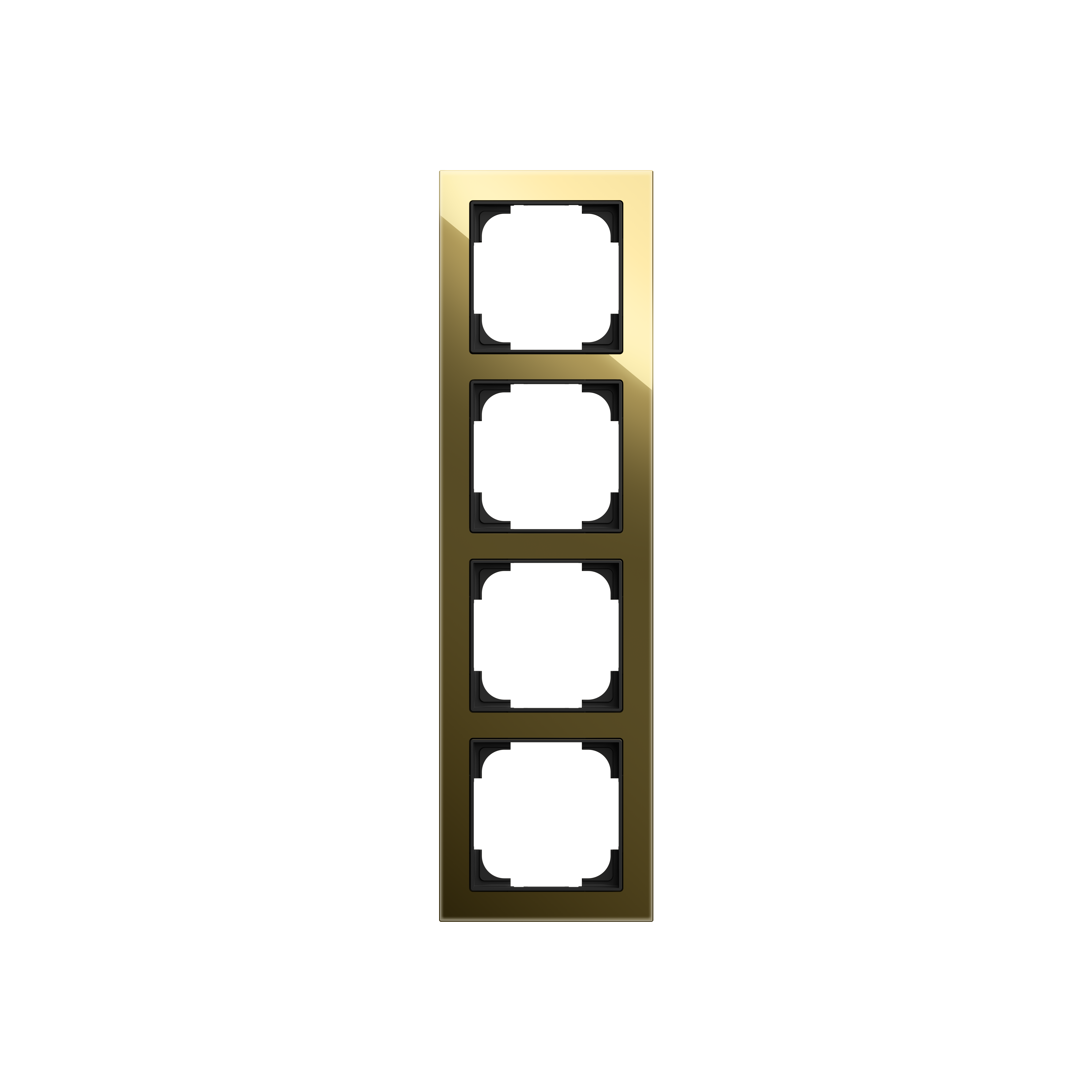 Busch-Jaeger 1724-4013 Abdeckrahmen 4-fach,  Busch-art linear, glas schwarz / gold glänzend