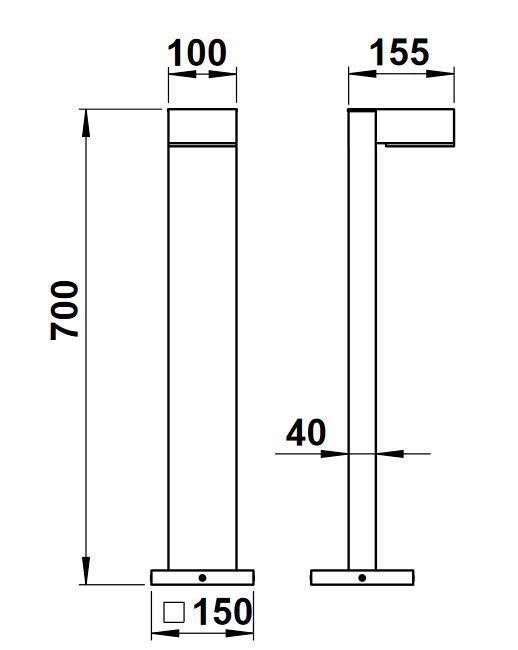 Albert 662228 LED-Wegeleuchte, 3W, Höhe 0,7m, schwarz
