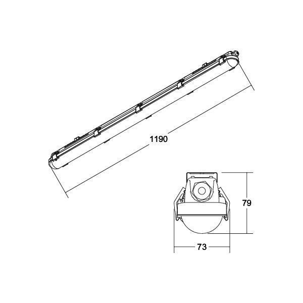 Brumberg 78012114 LED-Feuchtraum-Wannenleuchte HUMID ONE 1190 mm, 4000 K, 18 W, 2.300 lm, Betriebsgerät schaltbar