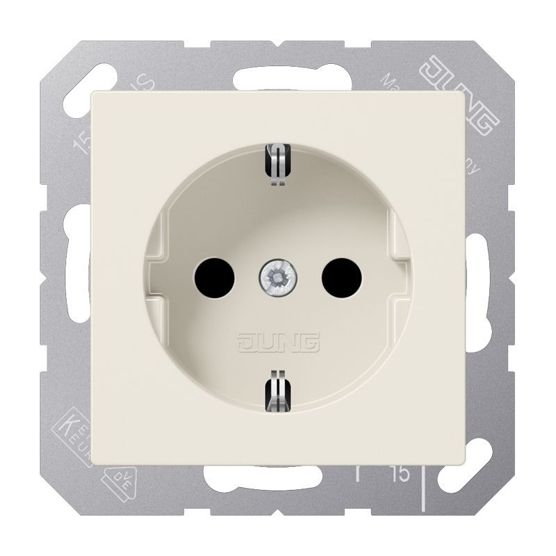 Jung A1520BFKI Schutzkontakt-Steckdose, SAFETY+, Thermoplast, Serie AS, weiß (ivory)