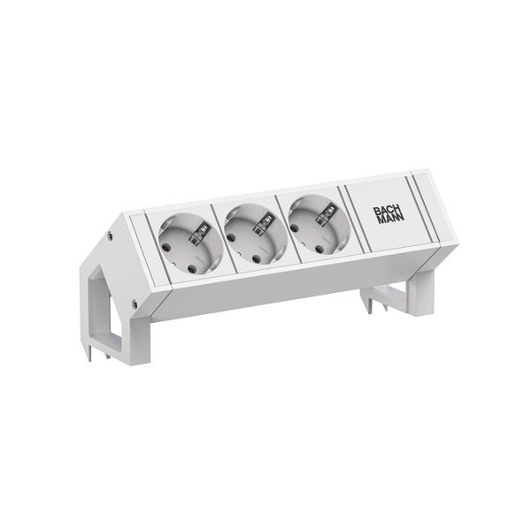 Bachmann 902.3205 Steckdosenleiste DESK2, 3x Schutzkontaktsteckdose, 0,2 m GST18, inklusive Haltewinkel, weiß