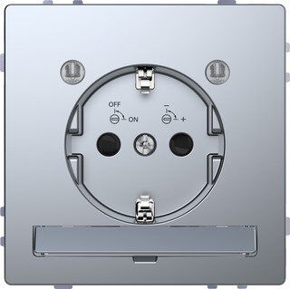 Merten MEG2304-6036 Schutzkontakt-Steckdose mit Lichtauslass und LED-Beleuchtungs-Modul, Berührungsschutz, Steckklemmen, System Design, Edelstahl