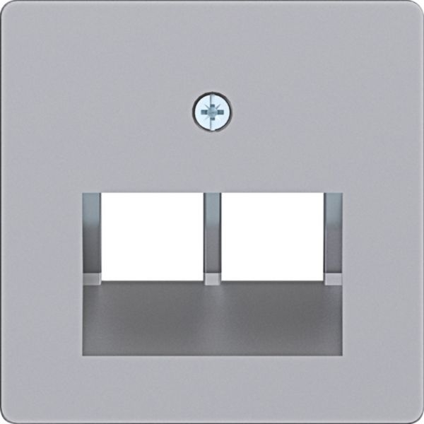 Hager WAF2108TA Zentralstück für UAE Steckd. 2-fach, 50x50 mm, A.x/C.x, titan matt