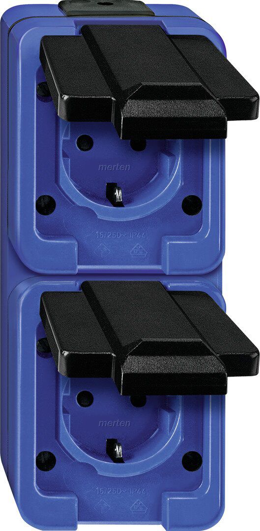 Merten 229286 Schutzkontakt-Doppel-Steckdose, senkrecht, Schlafgest, blau