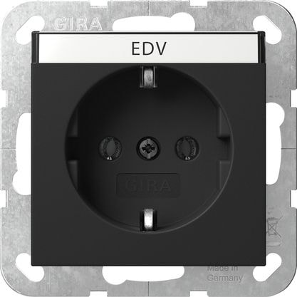 Gira 4457005 Schutzkontakt-Steckdose mit Beschriftungsfeld, System 55, schwarz matt