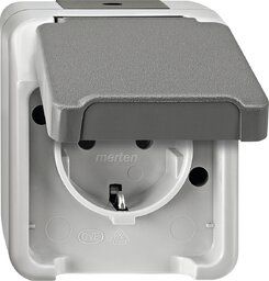 Merten MEG2301-8029 Schutzkontakt-Steckdose, AQUASTAR, lichtgrau