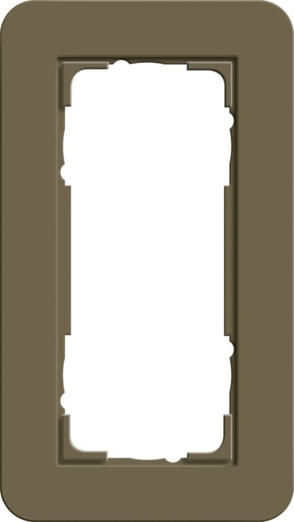 Gira 1002426 Abdeckrahmen 2-fach ohne Mittelsteg, Gira E3, umbra Soft-Touch mit Trägerrahmen anthrazit