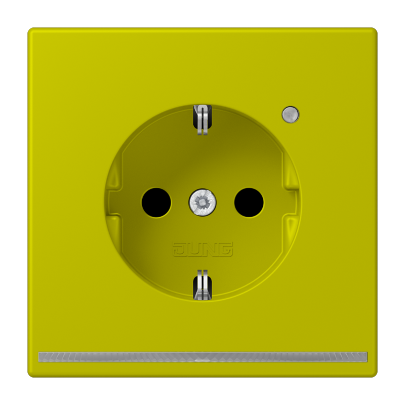 Jung LC1520OLNW249 Schutzkontakt-Steckdose mit LED-Orientierungslicht, Safety+, Les Couleurs® 4320F, vert olive vif