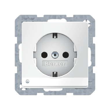 Berker 41096089 Schutzkontakt-Steckdose mit LED-Orientierungslicht, Q.x, polarweiß samt
