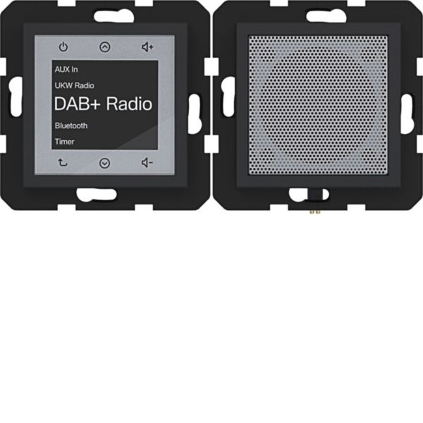 Hager WAN6110BM Radio Touch Unterputz DAB+, Bluetooth mit Lautsprecher, A.x/C.x, nachtschwarz matt