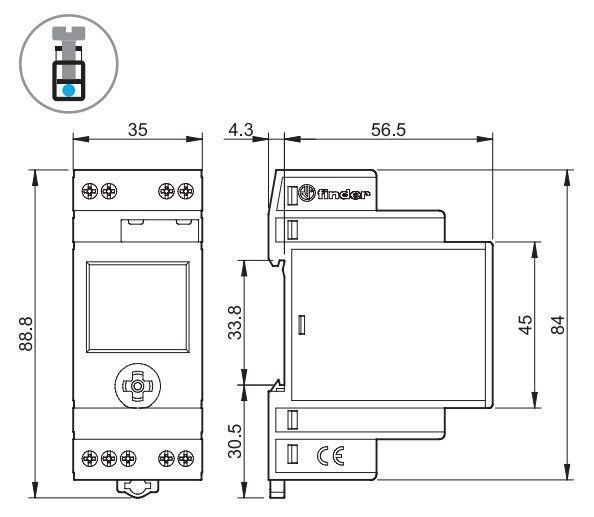 Finder 119182300000 Dämmerungsschalter und Schaltuhr, bis 150 Lux, 1 Wechsler, 16 A + 1 Modulausgang, für 230 V AC
