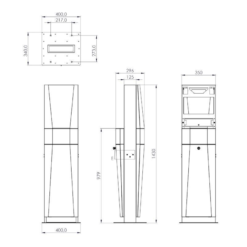 Walther Electric 98691001 Stele für smartEVO, einseitig bestückbar mit Anschlussraum