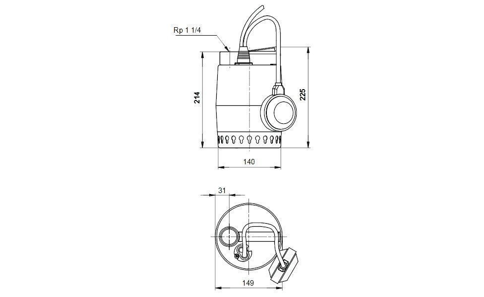 Grundfos 011H1600 Tauchpumpe / Entwässerungspumpe Unilift KP 150 A 1, 2,36 l/s, 5,5 m