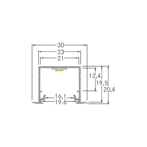 Brumberg 53654260 LED-Einbauprofil, 2000 x 30 x 20,4 mm, aluminium