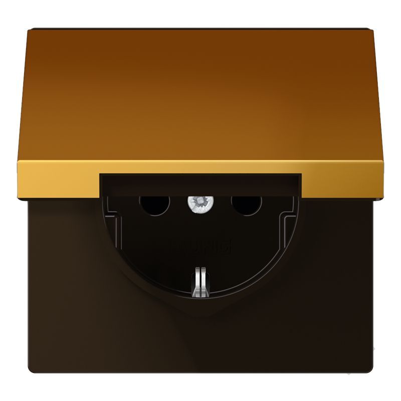 Jung GO1520KL Schutzkontakt-Steckdose, 16 A 250 V ~, Klappdeckel, Metall goldfarben PVD-beschichtet, Serie LS, goldfarben