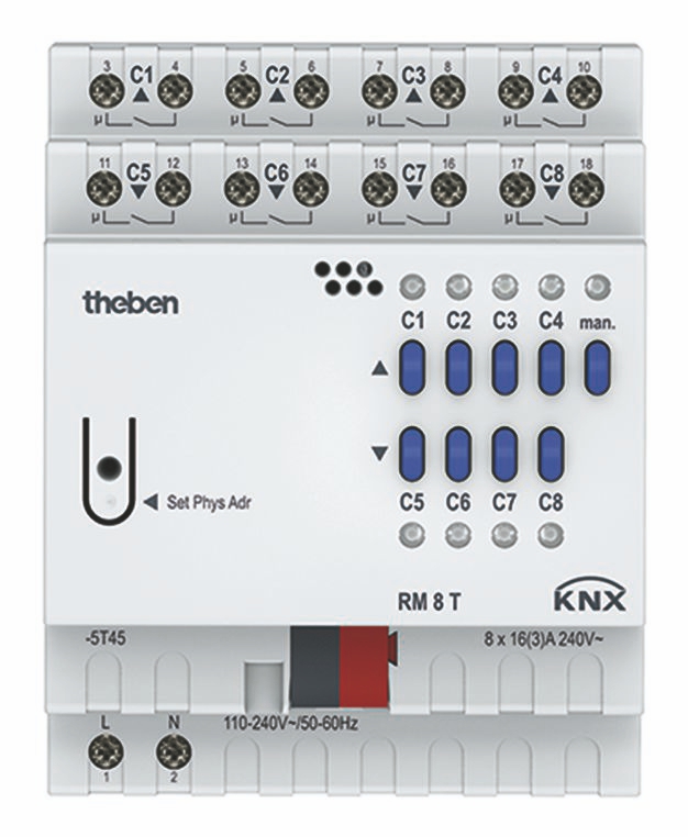 Theben 4940200 RM 8 T KNX Schalt-/Jalousieaktor 4/8-fach