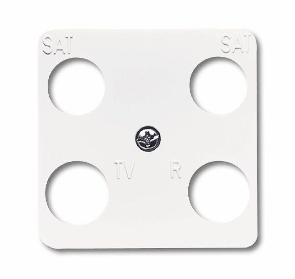 Busch-Jaeger 1743-04-214  Zentralscheibe TV/SAT, 4-fach, für Antennensteckdosen der Fa. Hirschmann, 50 x 50 mm, alpinweiß glänzend, Reflex SI