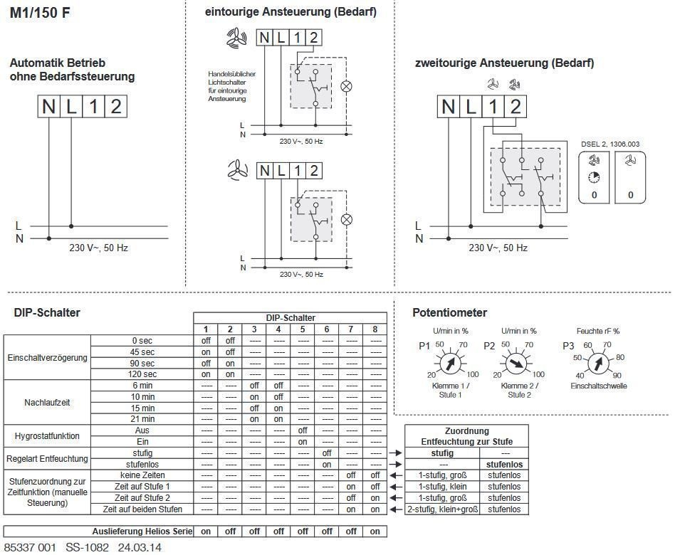 Helios MiniVent M1/150 F Kleinraumventilator mit Feuchtesteuerung