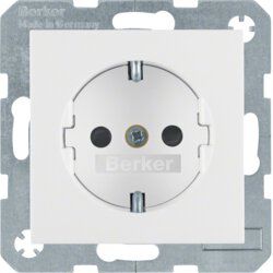 Berker 41238989 Schutzkontakt-Steckdose mit erhöhtem Berührungsschutz und Schraubliftklemmen, S.1/B.3/B.7, polarweiß glänzend