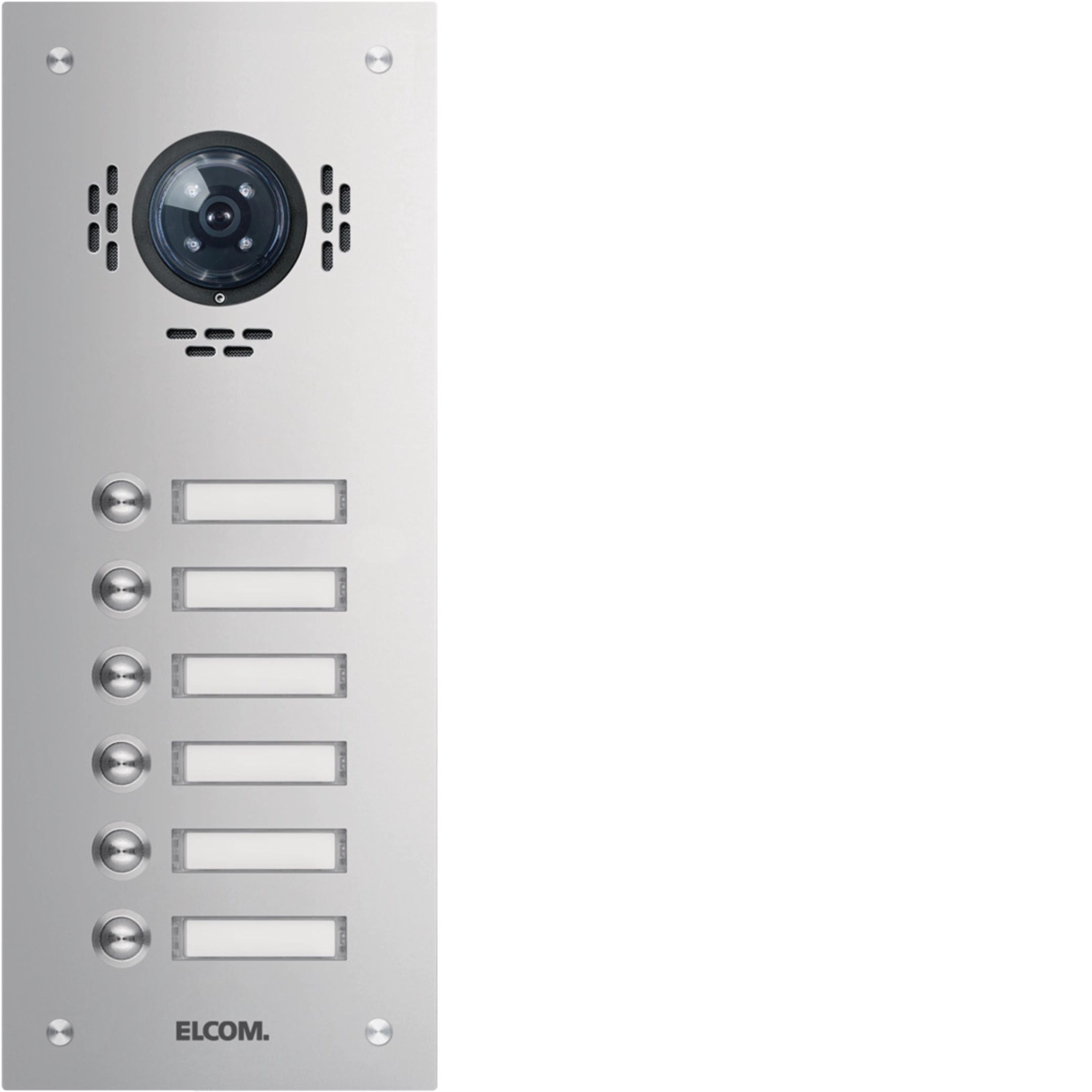 Elcom 1106180BTC Aussenstation für Kamera-Türlautsprecher 6/1, Rund-Taster, Unterputz, Edelstahl matt, ESTA