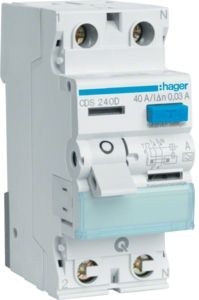 Hager CDS 240 D Fehlerstrom-Schutzschalter, 2polig, 40A, 30mA, Typ A, QuickConnect