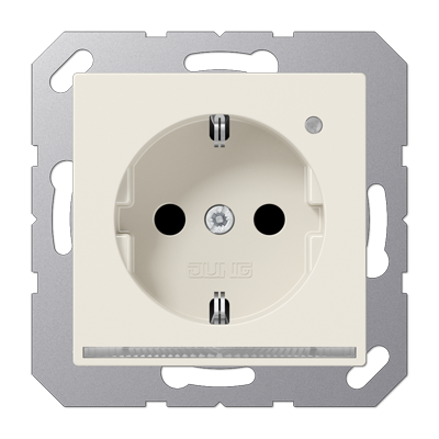 Jung A1520-OLNW Schutzkontakt-Steckdose mit LED-Orientierungslicht, 16 A 250 V ~, SAFETY+, Thermoplast, Serie AS, weiß