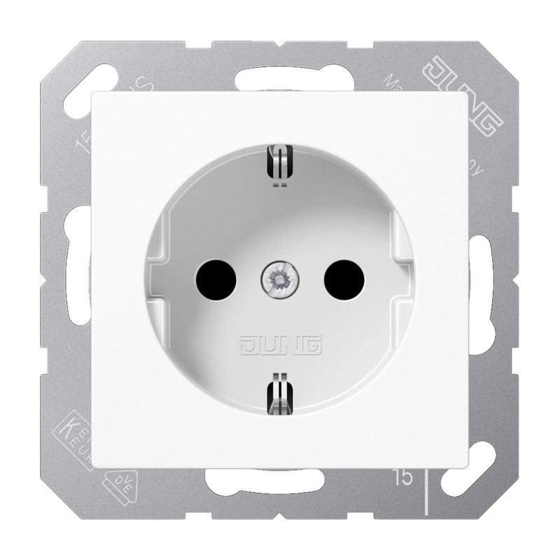Jung A1521WW Schutzkontakt-Steckdose, Schraubklemmen, Duroplast, Serie AS/A, alpinweiß