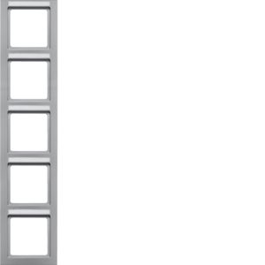 Berker 10556094 Rahmen 5-fach senkrecht, Beschriftungsfeld, Q.3, alu samt