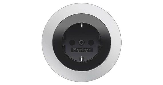 Berker 41092045 Schutzkontakt-Steckdose mit LED-Orientierungslicht und erhöhtem Berührungsschutz, Serie R.Classic, schwarz glänzend