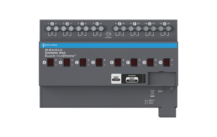 Busch-Jaeger SA-M-8.16.2.12 Schaltaktor, 8-fach, 16 A, REG, grau, Busch-free@home®