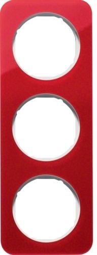 Berker 10132349 Rahmen 3-fach, R.1, Acryl rot transparent/polarweiß glänzend