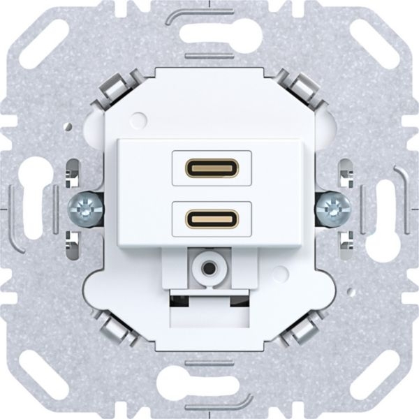 Hager WAS4155WM USB Ladesteckdose Typ C 2-fach, Power Delivery, 20 W, für Zentralstück TAE, Unterputz, A.x/C.x, weiß matt