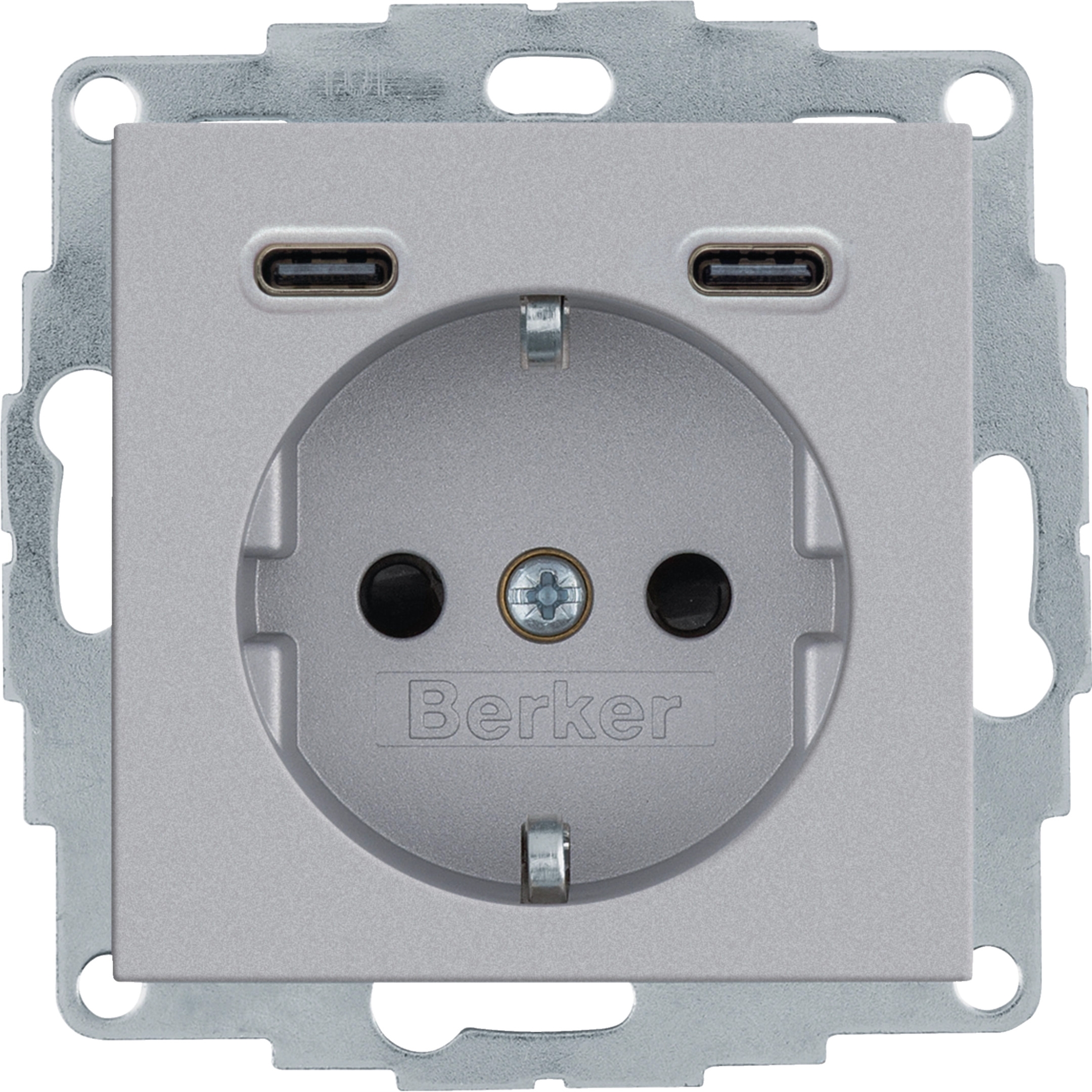 Berker 48151404 Schutzkontakt-Steckdose / USB C-C, 20 W, S.x/B.x, aluminium matt