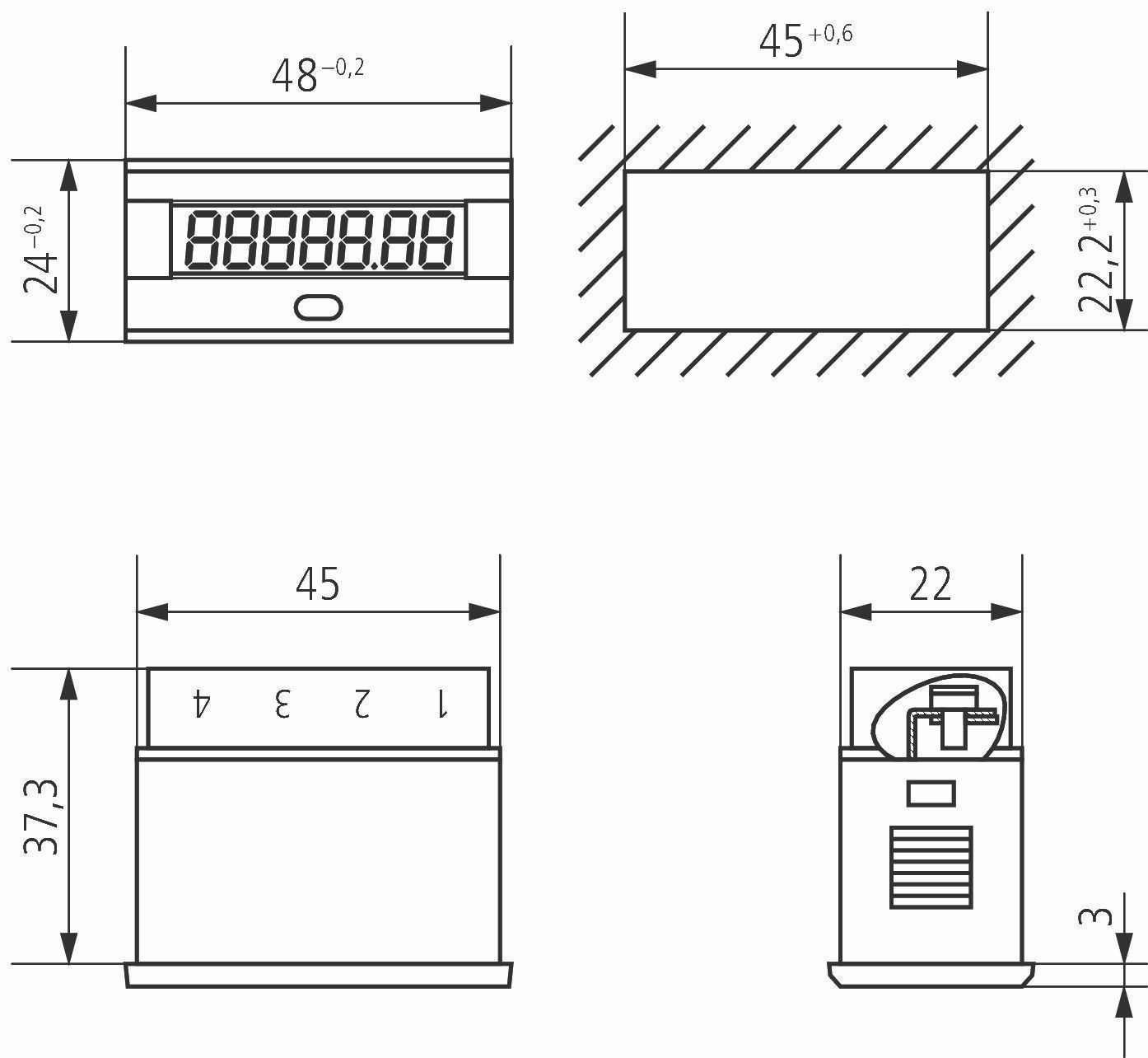 Theben 1460000 BZ 146 Digital-Betriebsstundenzähler, 24x48mm Frontplatte