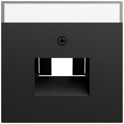 Gira 028474 Abdeckung für UAE/IAE (ISDN)- und Netzwerk-Anschlussdose mit Beschriftungsfeld, System 70, schwarz matt (lackiert)