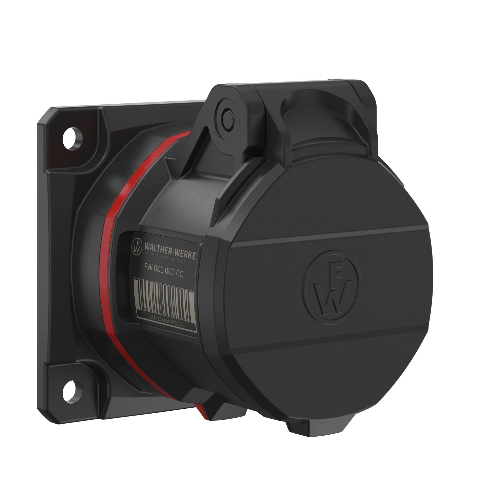Walther Werke FW410403CC CEE NEO Anbaudose gerade 16A 4P 3h IP54 mit Schraubtechnik und 75x75mm Flansch
