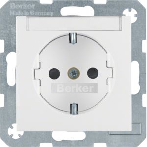 Berker 41498989 Schutzkontakt-Steckdose mit Beschriftungsfeld, erhöhtem Berührungsschutz und Schraub-Liftklemmen, S.x/B.x, polarweiß glänzend