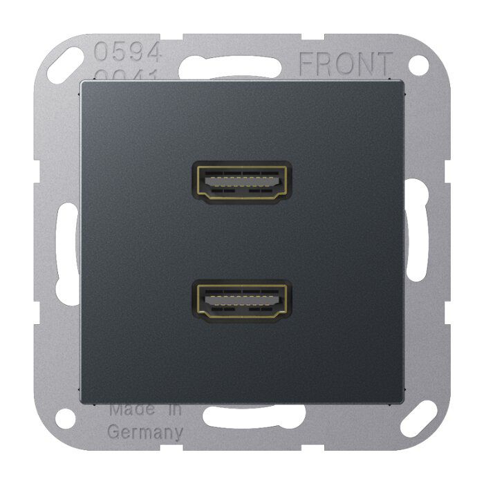 Jung MAA1133ANM HDMI, MultimediaAnschlussystem 2 x HDMI, Serie A, anthrazit matt