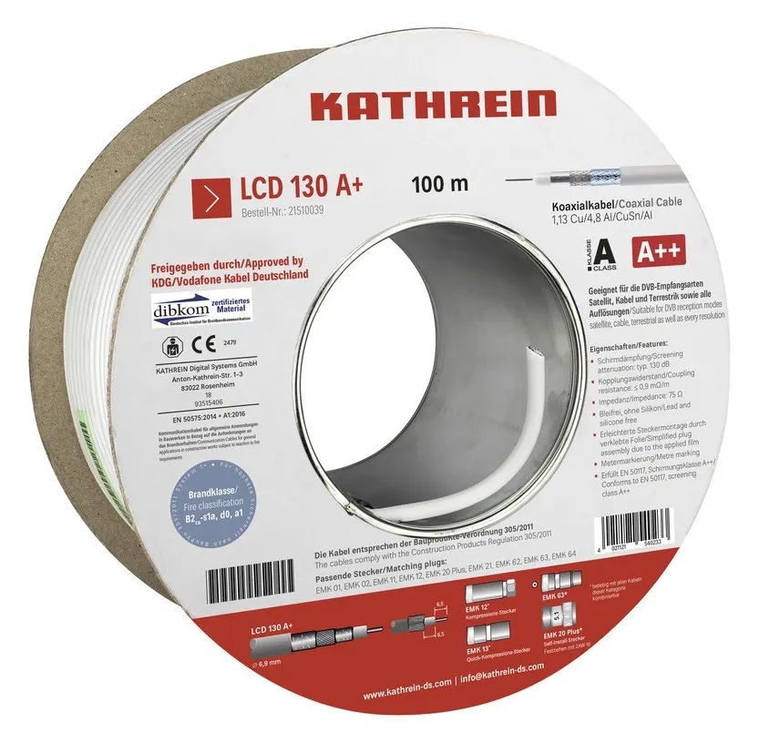 Kathrein LCD 130 A+ Koaxialkabel 6,9mm, 130 dB, A+, 100m-Ring